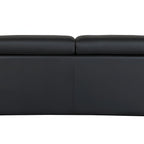 89" Black Italian Leather Sofa With Silver Legs