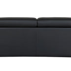 89" Black Italian Leather Sofa With Silver Legs
