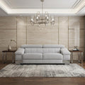 92" Light Gray Italian Leather Sofa With Silver Legs