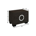 18" Dark Brown Two Drawers Manufactured Wood Mirrored Nightstand