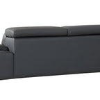 87" Dark Gray Italian Leather Sofa With Silver Legs