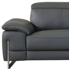 87" Dark Gray Italian Leather Sofa With Silver Legs
