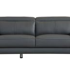 87" Dark Gray Italian Leather Sofa With Silver Legs