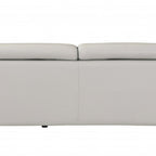 87" Light Gray Italian Leather Sofa With Silver Legs