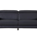 87" Blue Italian Leather Sofa With Silver Legs
