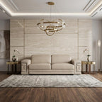89" Beige Italian Leather Sofa With Silver Legs