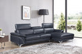 Navy Blue Italian Leather L Shaped Two Piece Sofa and Chaise Sectional