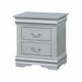 34" Antiqued White Solid Wood Three Drawer Nightstand