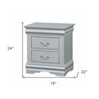 34" Antiqued White Solid Wood Three Drawer Nightstand