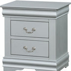 34" Antiqued White Solid Wood Three Drawer Nightstand