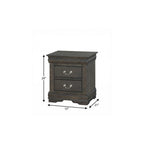 24" Gray Two Drawers Nightstand