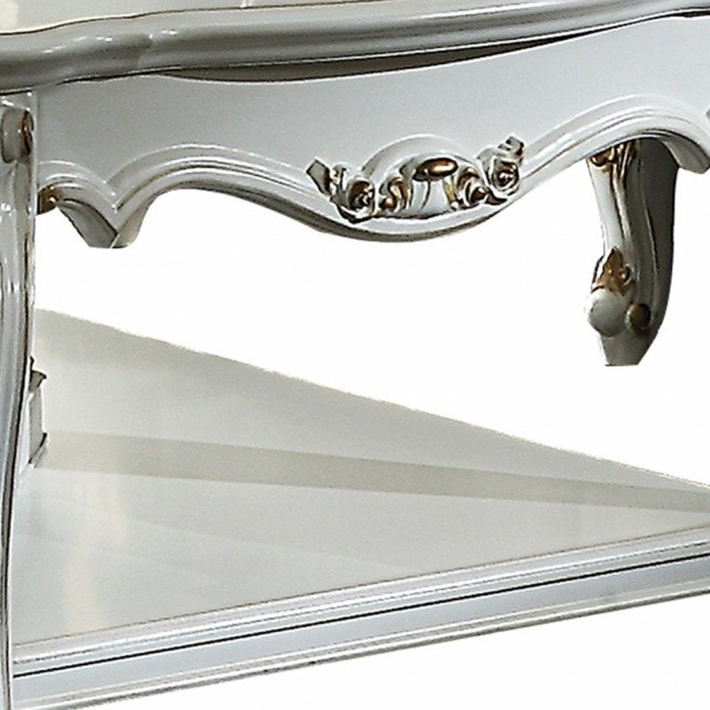 47" Platinum Solid Wood Free Form Coffee Table