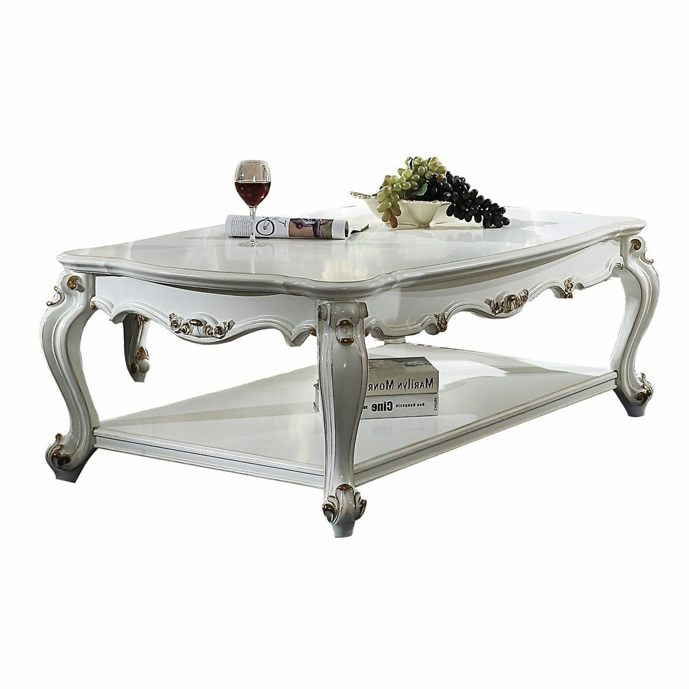 47" Platinum Solid Wood Free Form Coffee Table