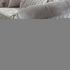 55" Brown Velvet Curved Sofa And Toss Pillows
