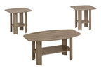 Set of Three 36" Taupe Coffee Table With Shelf