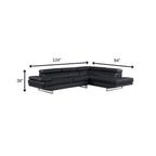 Black Leather L Shaped Two Piece Corner Sectional