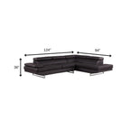 Brown Leather L Shaped Two Piece Corner Sectional
