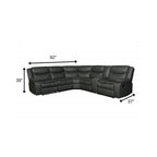 Gray Polyester Blend Reclining U Shaped Three Piece Corner Sectional With Console