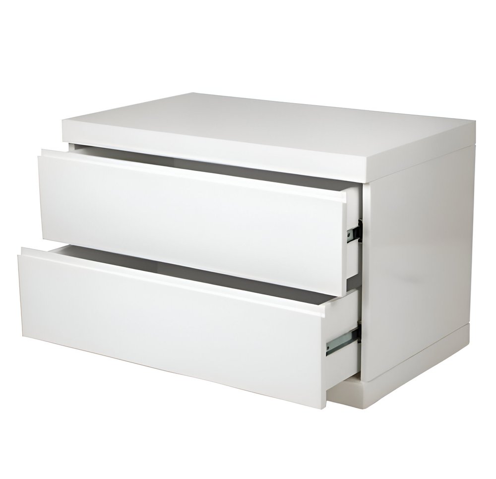20" White Wood Two Drawer Nightstand