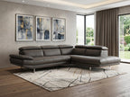 Dark Gray Genuine Leather L Shaped Two Piece Sofa and Chaise Sectional