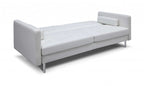80" White Faux Leather Sleeper Sofa With Silver Legs