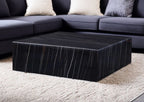 35" Black Genuine Marble And Brass Square Coffee Table