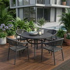 Set of Four 22" Gray Aluminum Outdoor Arm Chair