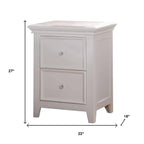 27" White Two Drawers Nightstand