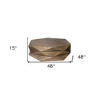 48" Brown Wood Hexagon Coffee Table