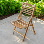22" Brown Solid Wood Outdoor Folding Dining Chair