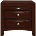 25" Merlot Wood Three Drawer Nightstand