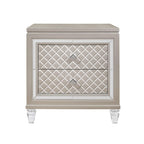 26" Solid and Manufactured Wood And Mirrored Glass Nightstand