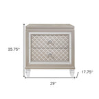 26" Solid and Manufactured Wood And Mirrored Glass Nightstand