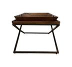 27" Brown And Black Solid Wood Cross Legs Coffee Table