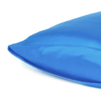 Set of Two Bright Blue Dreamy Silky Satin King Pillowcases