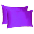 Bright Purple Dreamy Set Of 2 Silky Satin King Pillowcases