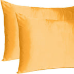 Apricot Dreamy Set Of 2 Silky Satin Standard Pillowcases