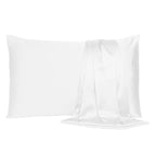 Set Of Two White Silky Satin Standard Pillowcases
