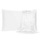 Set Of Two White Silky Satin Standard Pillowcases