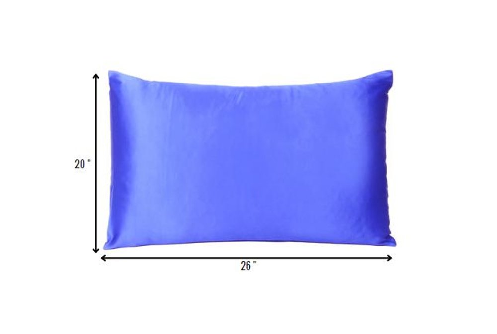 Royal Blue Dreamy Set Of 2 Silky Satin Standard Pillowcases