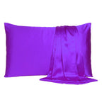 Set of Two Bright Purple Dreamy Silky Satin Queen Pillowcases