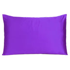 Set of Two Bright Purple Dreamy Silky Satin Queen Pillowcases