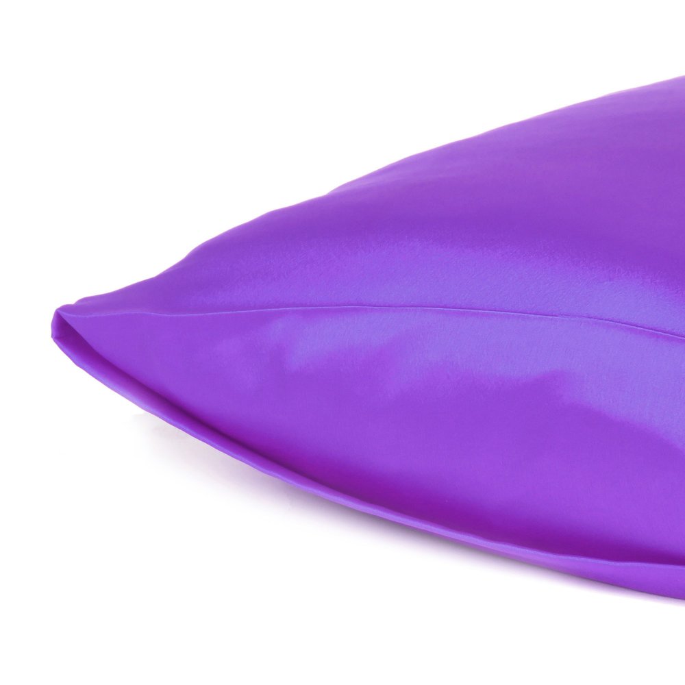 Set of Two Bright Purple Dreamy Silky Satin Queen Pillowcases