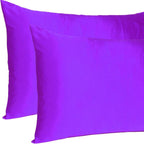 Set of Two Bright Purple Dreamy Silky Satin Queen Pillowcases