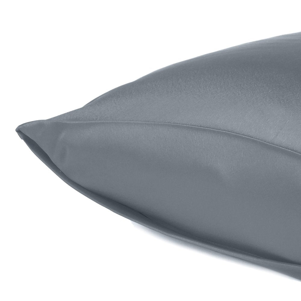 Dark Gray Dreamy Set Of Two Silky Satin Queen Pillowcases