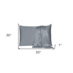 Dark Gray Dreamy Set Of Two Silky Satin Queen Pillowcases
