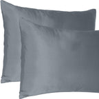 Dark Gray Dreamy Set Of Two Silky Satin Queen Pillowcases