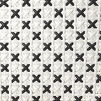 21" Black And White Woven Faux Rattan Outdoor Dining Chair