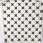21" Black And White Woven Faux Rattan Outdoor Dining Chair