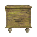 33" Brown and Green Wood Distressed Coffee Table